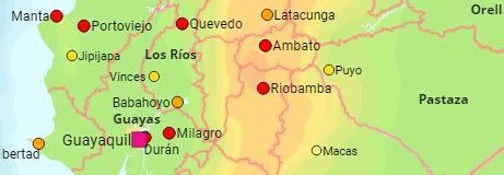 Ecuador: Provinces, Major Ciites & Localities .